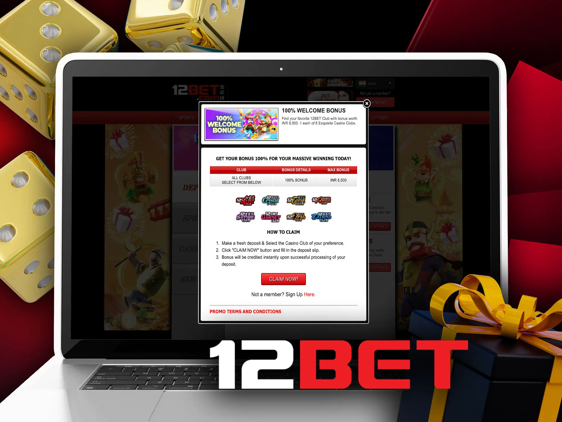 Fund your account now to grab your 12bet casino bonus.