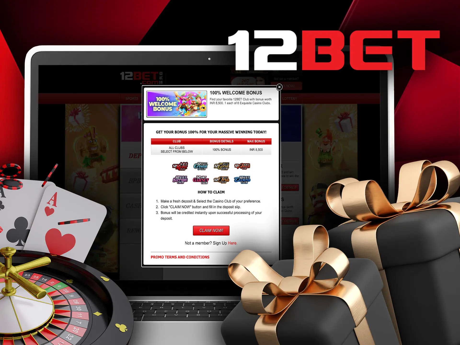 Make your first deposit after signing up to unlock your 12bet casino bonus.