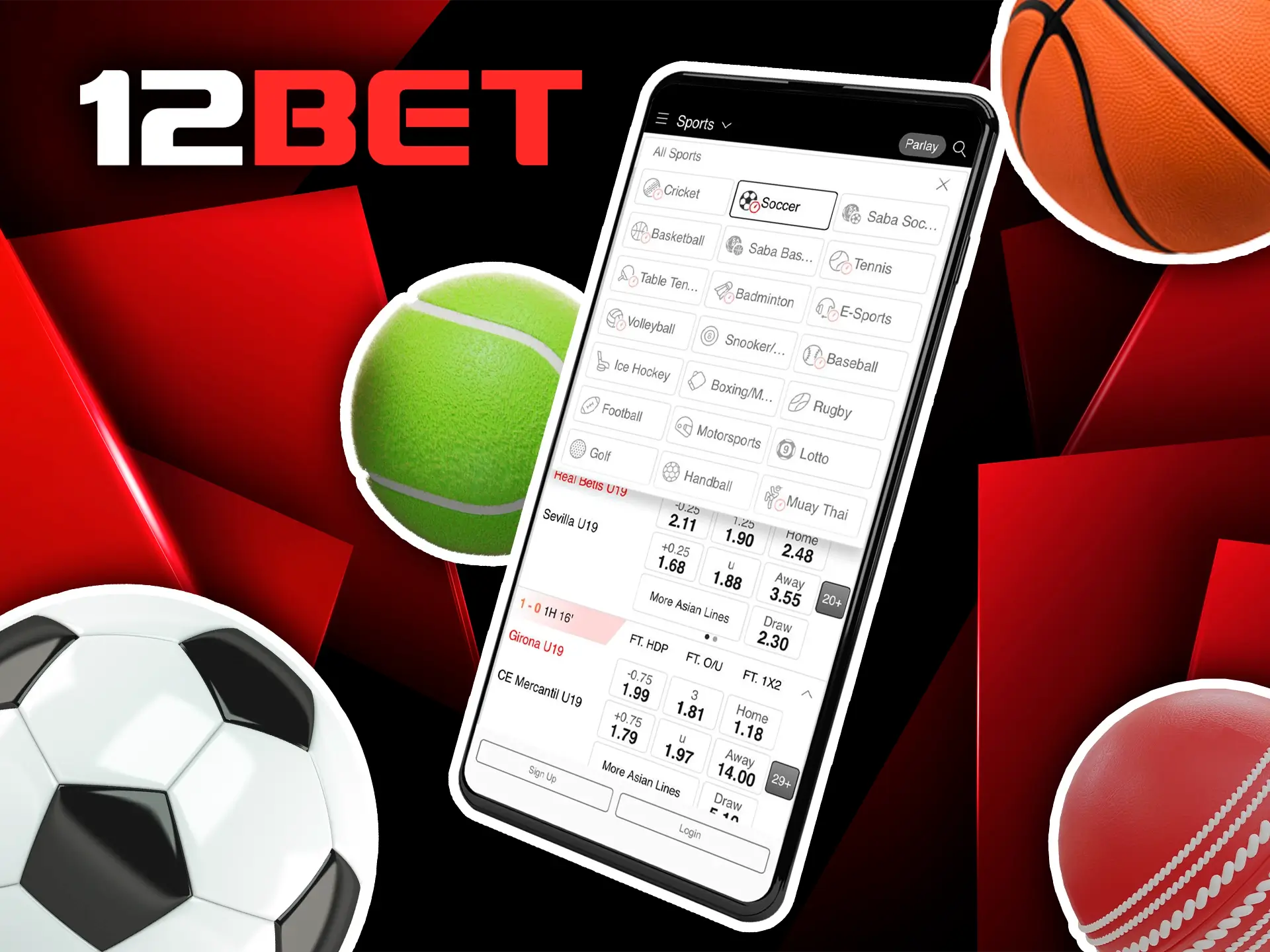 No matter what sport you follow, you'll find plenty of betting options here at 12Bet.