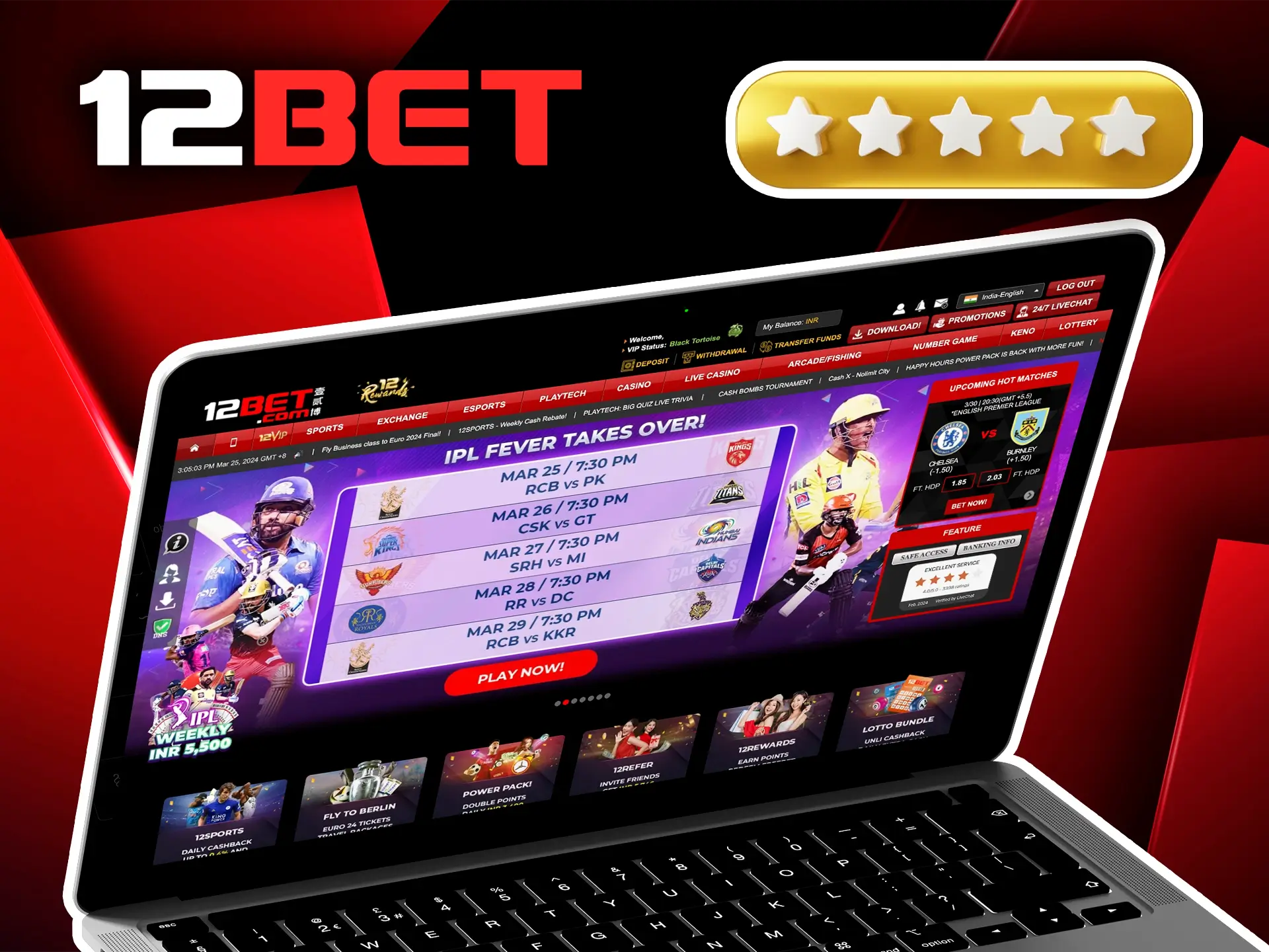 When you choose 12Bet, you're guaranteed professional service, rapid payouts, and top-tier data encryption to keep your information safe.