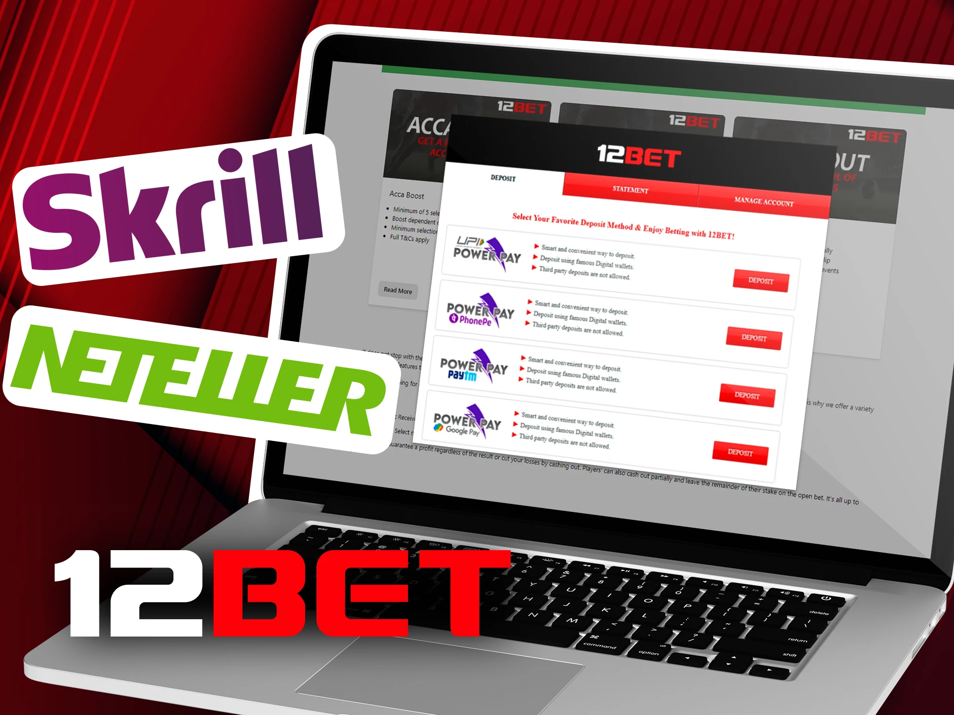 Which methods can I use to deposit and withdraw funds at 12bet online casino?