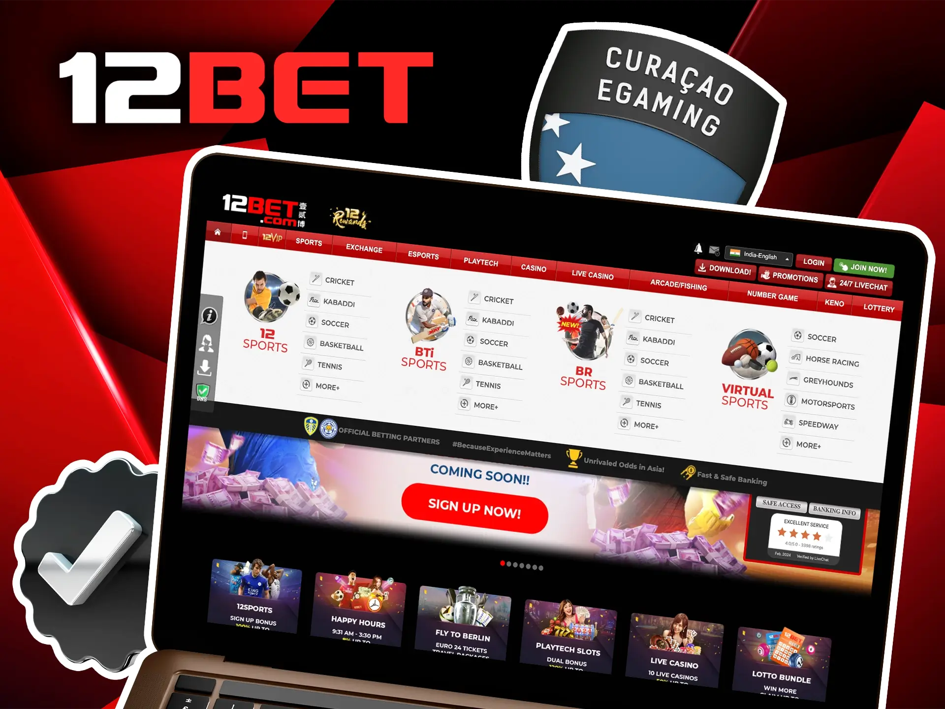 12Bet is a reputable, established brand with all the necessary certifications to operate legally and securely.