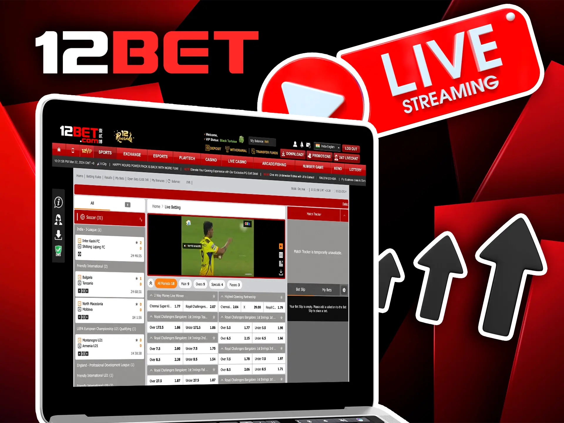 Stay informed by monitoring live team statistics and standings to ensure every bet you place at 12Bet is a calculated one.